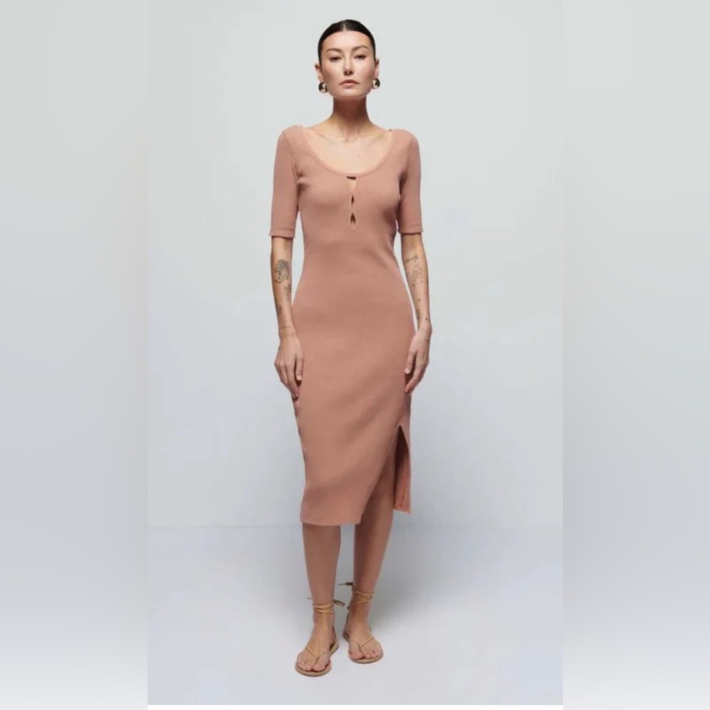 Nation LTD Ribbed Scoop Neck Women’s Dress in Terracotta Size M